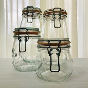 Vintage Set of Glass Bail & Trigger Jar Canisters